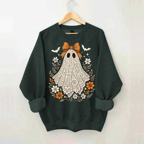 Cute Lace Ghost Bow Spooky Season Sweatshirt