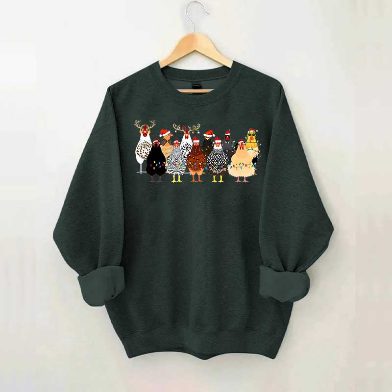 Funny Christmas Holiday Chickens Sweatshirt