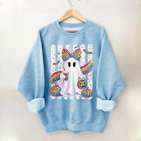 Preppy Ghost Coquette Leopard Girly Sweatshirt