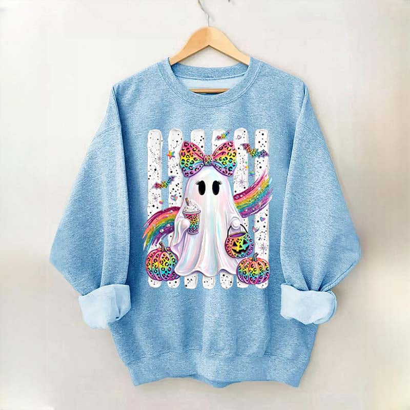 Preppy Ghost Coquette Leopard Girly Sweatshirt