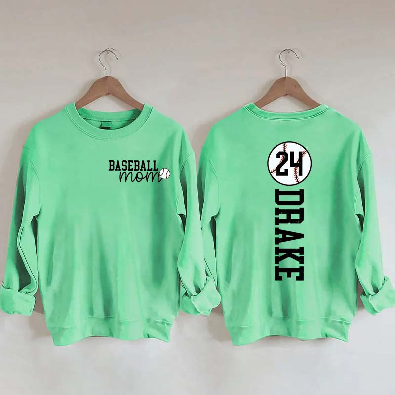 Custom Baseball Name And Number Mom Sweatshirt