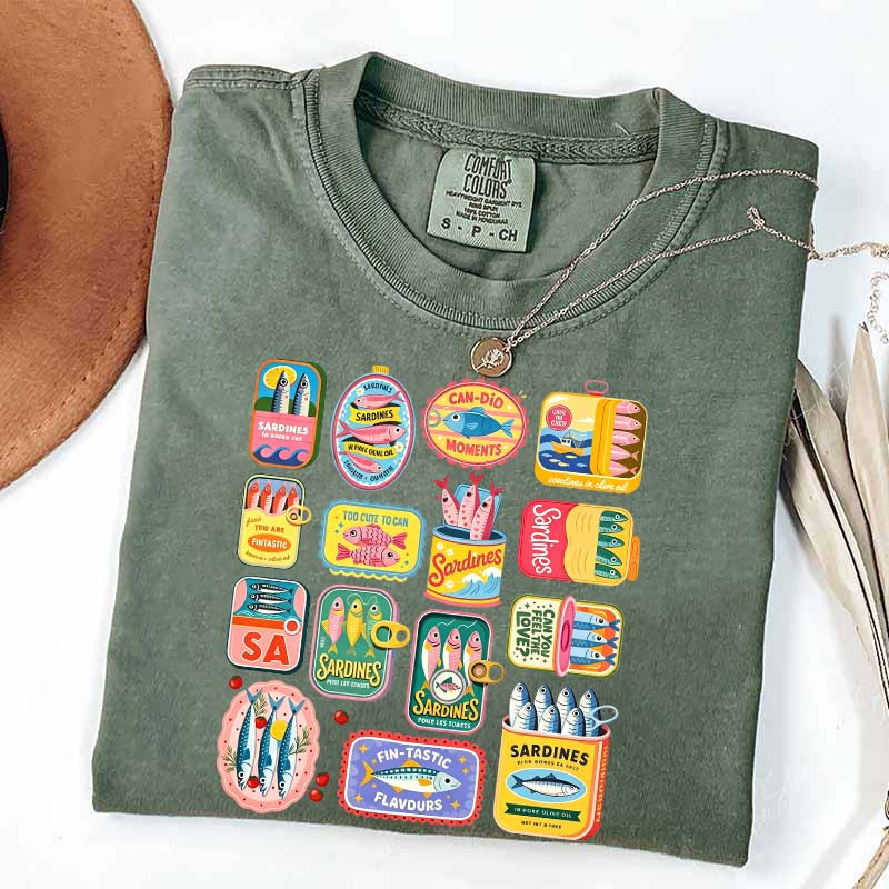 Vintage Sardine Can Mediterranean Food T-Shirt