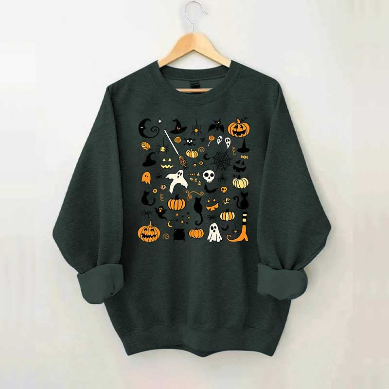 Halloween Doodles Little Things Witch Pumpkin Sweatshirt