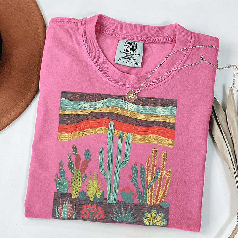 Retro Desert Cactus Southwest Boho Plant T-Shirt