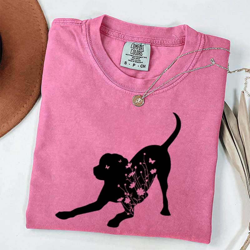 Black Lab Mom Labrador Dog Flowers T-Shirt