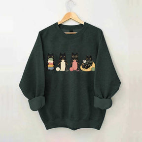 Black Cats Knitting Funny Sweatshirt