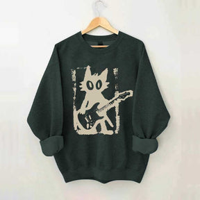 Rock Star Cat Electric Guitar Kitty Sweatshirt