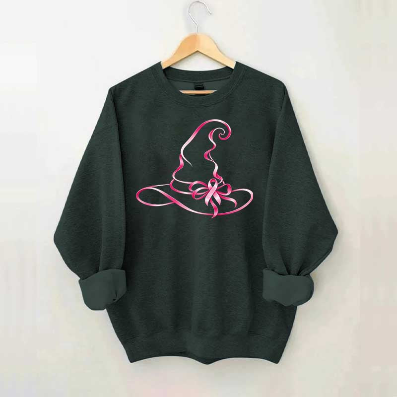 Breast Cancer Awareness Witch Hat Halloween Sweatshirt