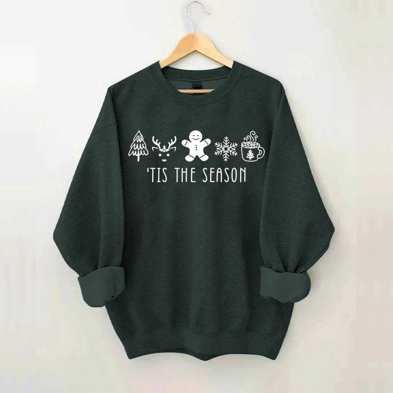 Tis The Season Ginger Bread Man Reindeer Sweatshirt