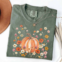 Autumn Floral Wildflower Pumpkin Season T-Shirt