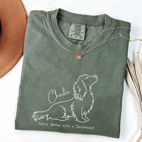 Custom Name Long Hair Dachshund T-Shirt