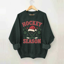 Christmas Hockey Santa Hat Sweatshirt