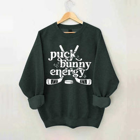 Puck Bunny Energy Retro Hockey Sweatshirt