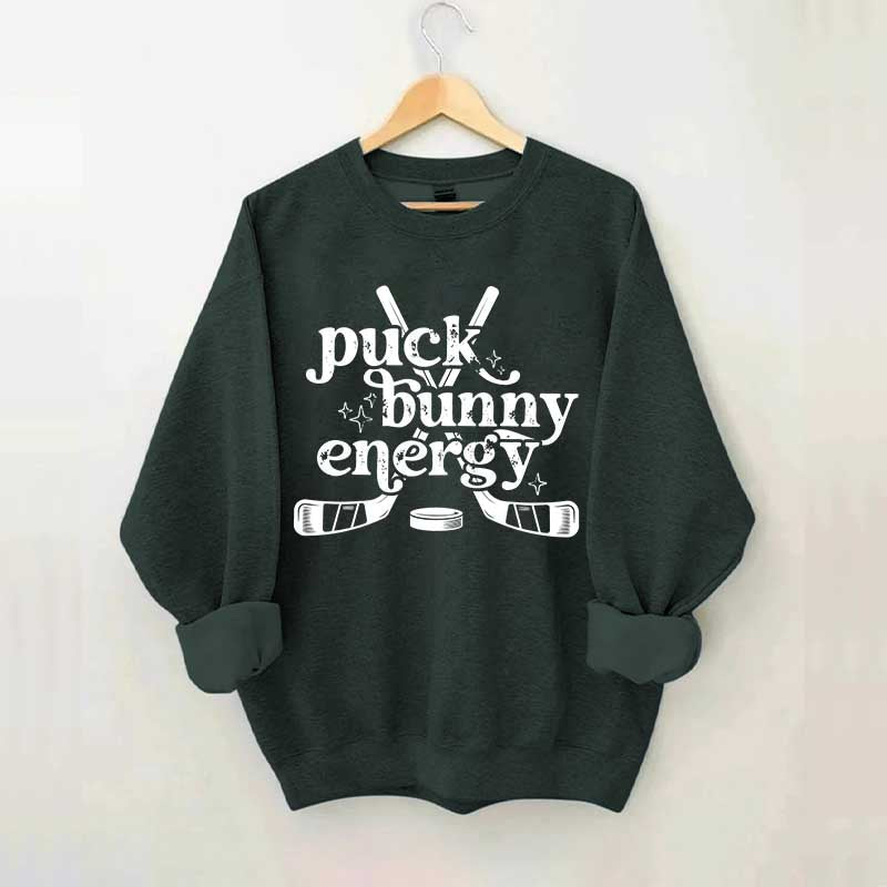 Puck Bunny Energy Retro Hockey Sweatshirt
