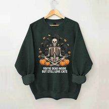 Skeleton Cats Pumpkins Yoga Sweatshirt