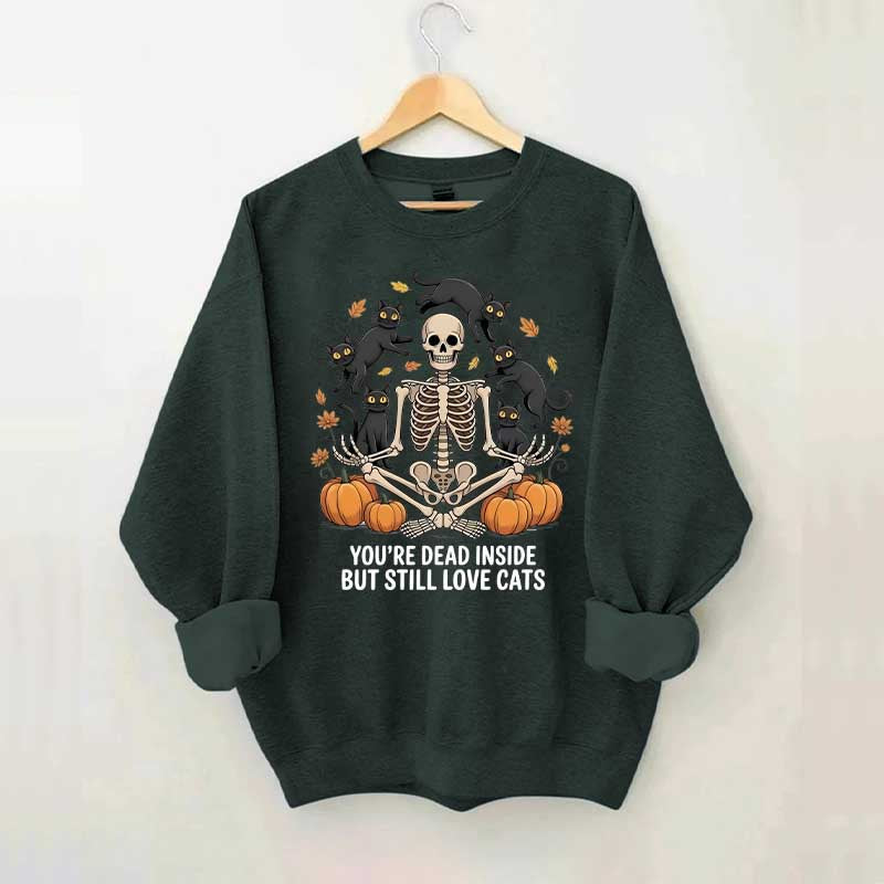 Skeleton Cats Pumpkins Yoga Sweatshirt