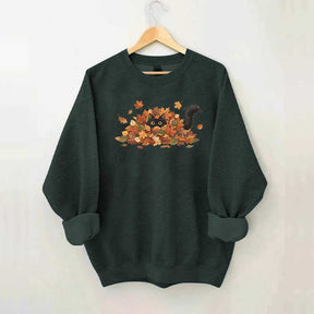 Cute Black Cat Autumn Leaves Sweatshirt
