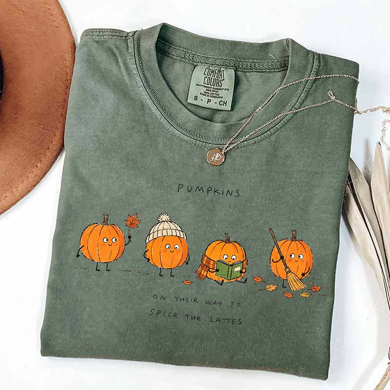 Pumpkins on Their Way to Spice the Latte Graphic T-Shirt