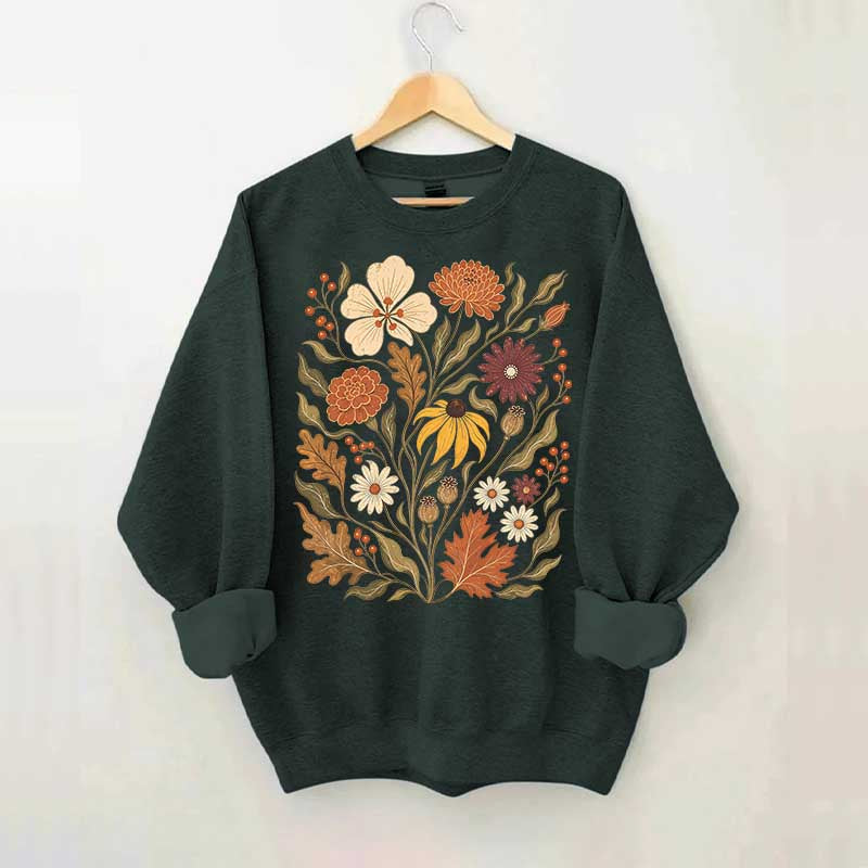 Autumn Floral Vintage Botanical Sweatshirt