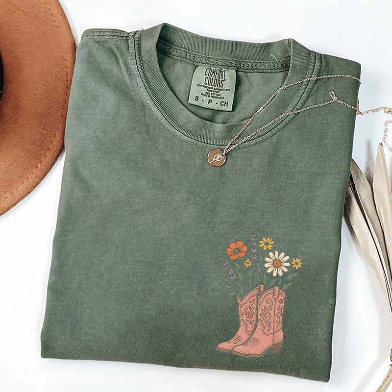Cowgirl Boots Wildflowers T-Shirt