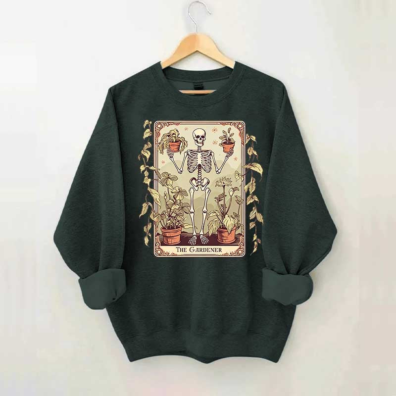 Gardener Skeleton Lover Tarot Card Sweatshirt