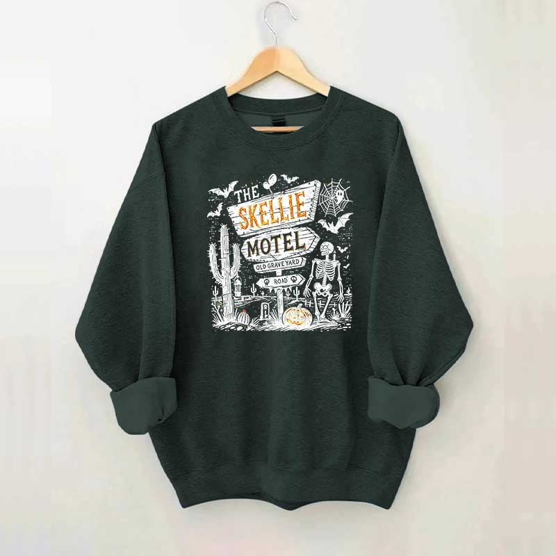 Skellie Motel Funny Halloween Trendy Sweatshirt