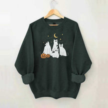 Retro Ghost Black Cat Moon Halloween Sweatshirt