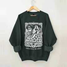 Vintage Mermaid Siren Girls Will Be Girls Feminist Sweatshirt