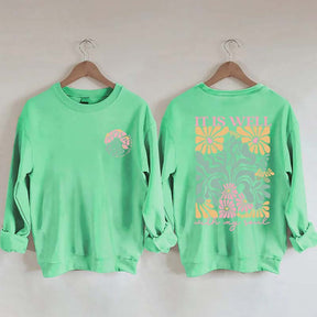 It is Well  Floral Boho Bible Verse Top Sweatshirt