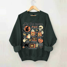 Vintage Women's Pumpkin Witch Graphic Sweatshirt