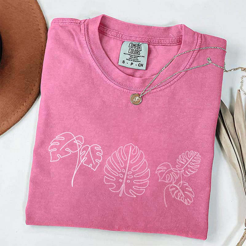Line Art Flower Leaves T-Shirt