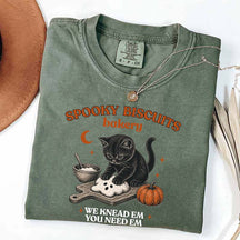 Kitty Biscuits Spooky Season Black Cat Halloween T-Shirt