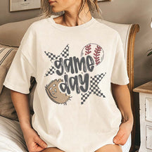 Checkered Star Sports Baseball Game Day T-Shirt