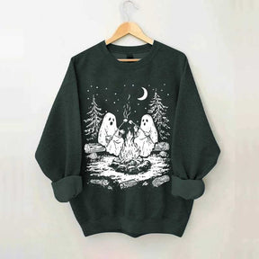 Retro Halloween Ghost Camping Sweatshirt
