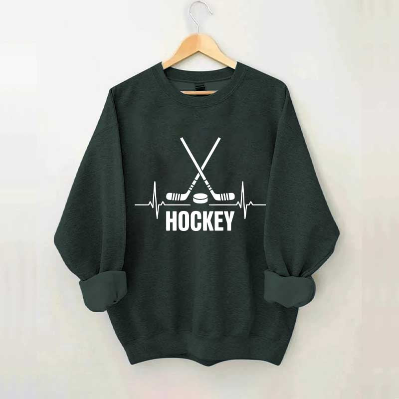 Hockey Sticks & Puck Heartbeat Graphic Sweatshirt
