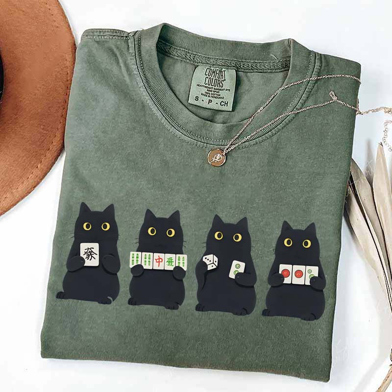 Mahjong Black Cat Game Night T-Shirt