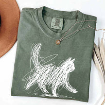 Abstract Cat Line T-Shirt