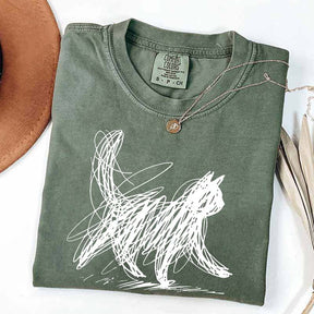 Abstract Cat Line T-Shirt