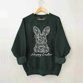 White Lace Bunny Coquette Bow Sweatshirt