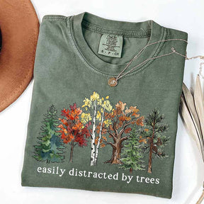 Easily Distracted by Trees Camping Hiking T-Shirt