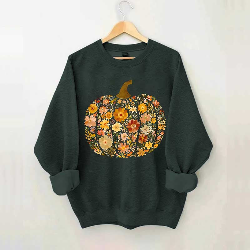 Boho Flowers Pumpkin Sweatshirt