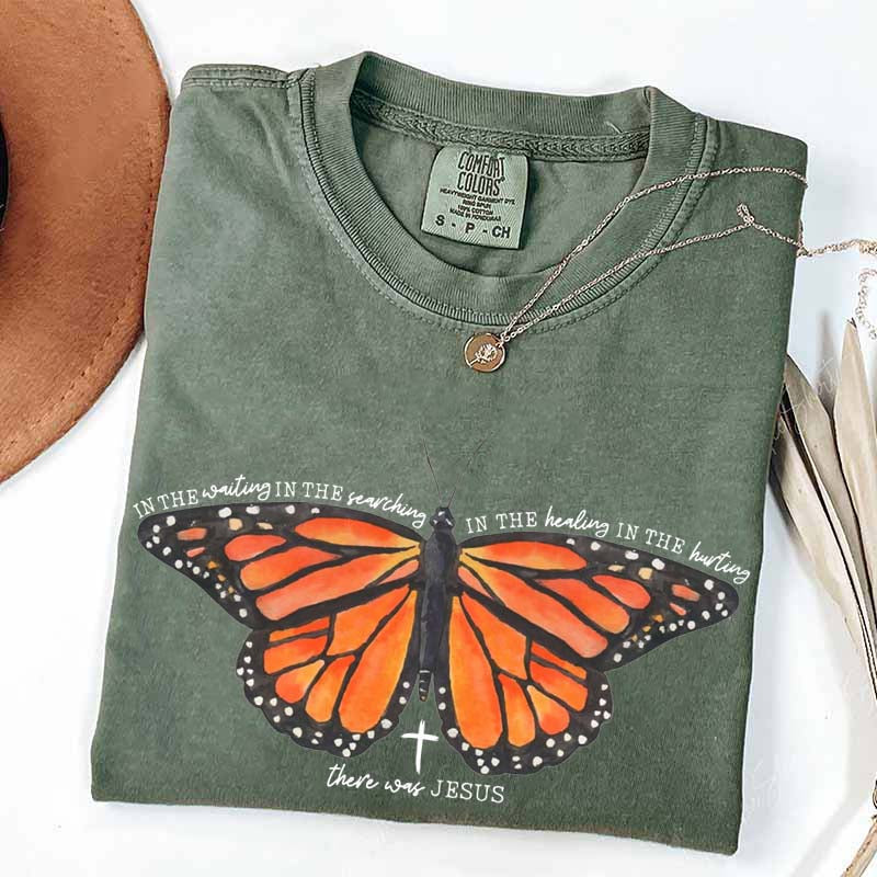 There Was Jesus Religious Butterfly T-Shirt
