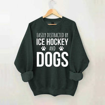 Easily Distracted By Ice Hockey And Dogs Sweatshirt