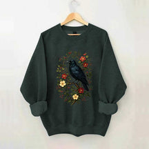 Vintage Raven Gothic Cottagecore Floral Sweatshirt