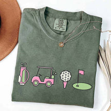 Pink Golf Cart Flag Lover T-Shirt