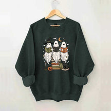 Boo Ghost Reading Books Halloween Sweatshirt