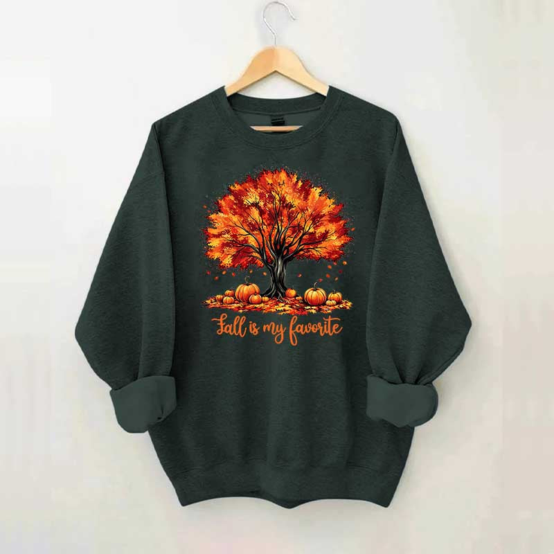 Fall Is My Favorite Tree Leaves Trendy Sweatshirt