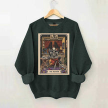 The Reader Tarot Card Skeleton Reading Sweatshirt