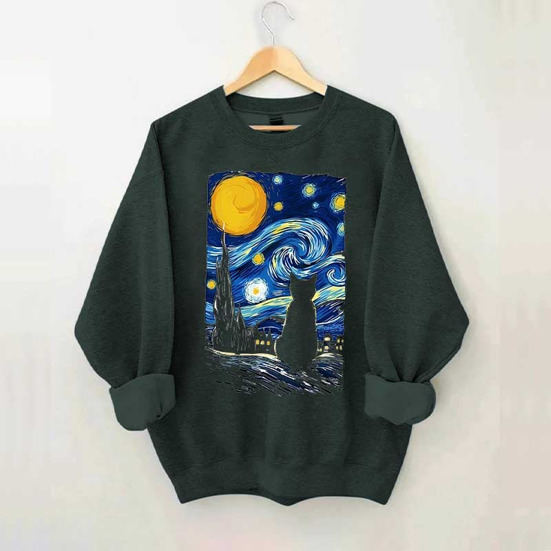 Van Gogh Cat Funny Sweatshirt