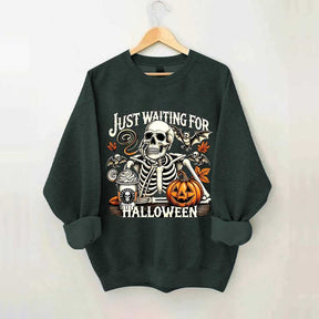 Just Waiting for Halloween Retro Halloween Sweatshirt